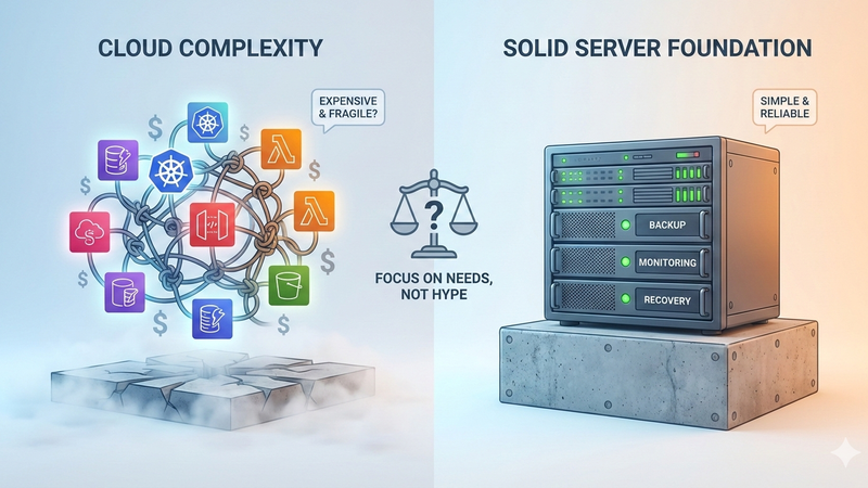 Cloud vs. eigener Server: Was sich für kleine Firmen und private Projekte wirklich lohnt (Kosten, Ausfallsicherheit & Downtime)