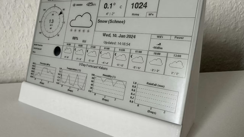 Wetter Display mit ESP32 und 3D Druck Gehäuse